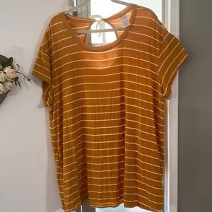 Terra & Sky blouse 2X, mustard orange striped